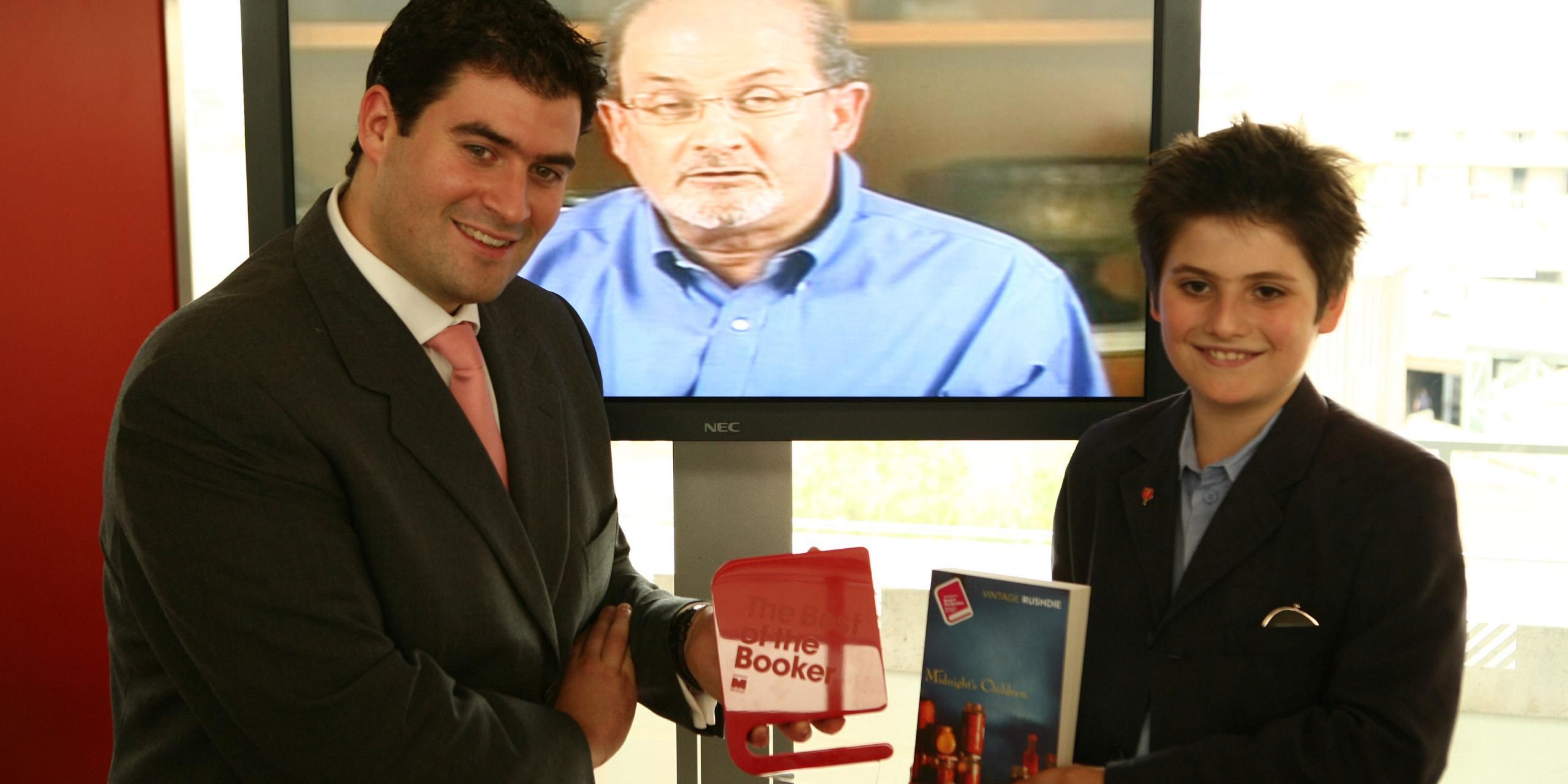 Salman Rushdie's pre-recorded speech with his sons Zafar and Milan