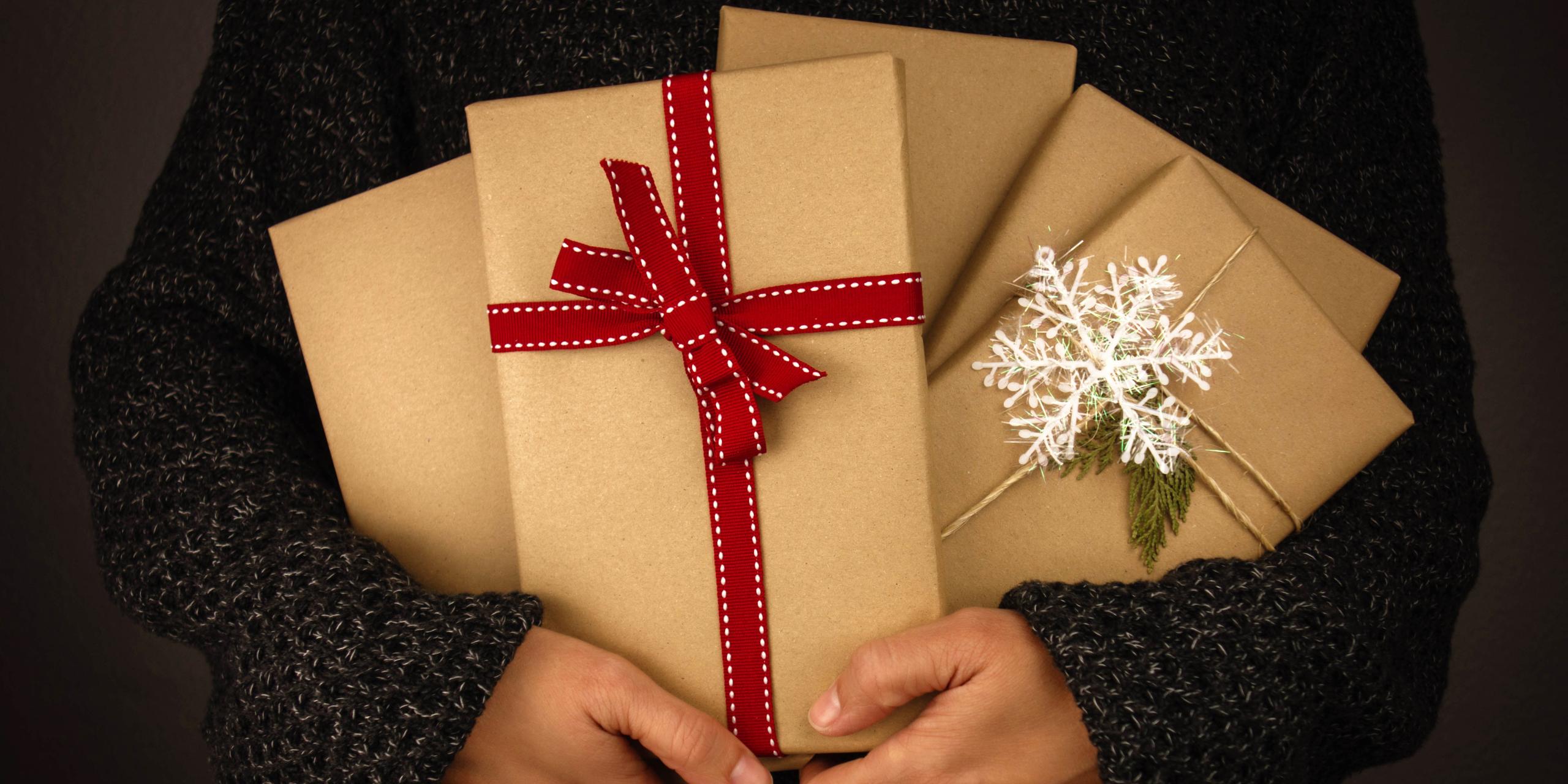 Gift wrapped books for Christmas