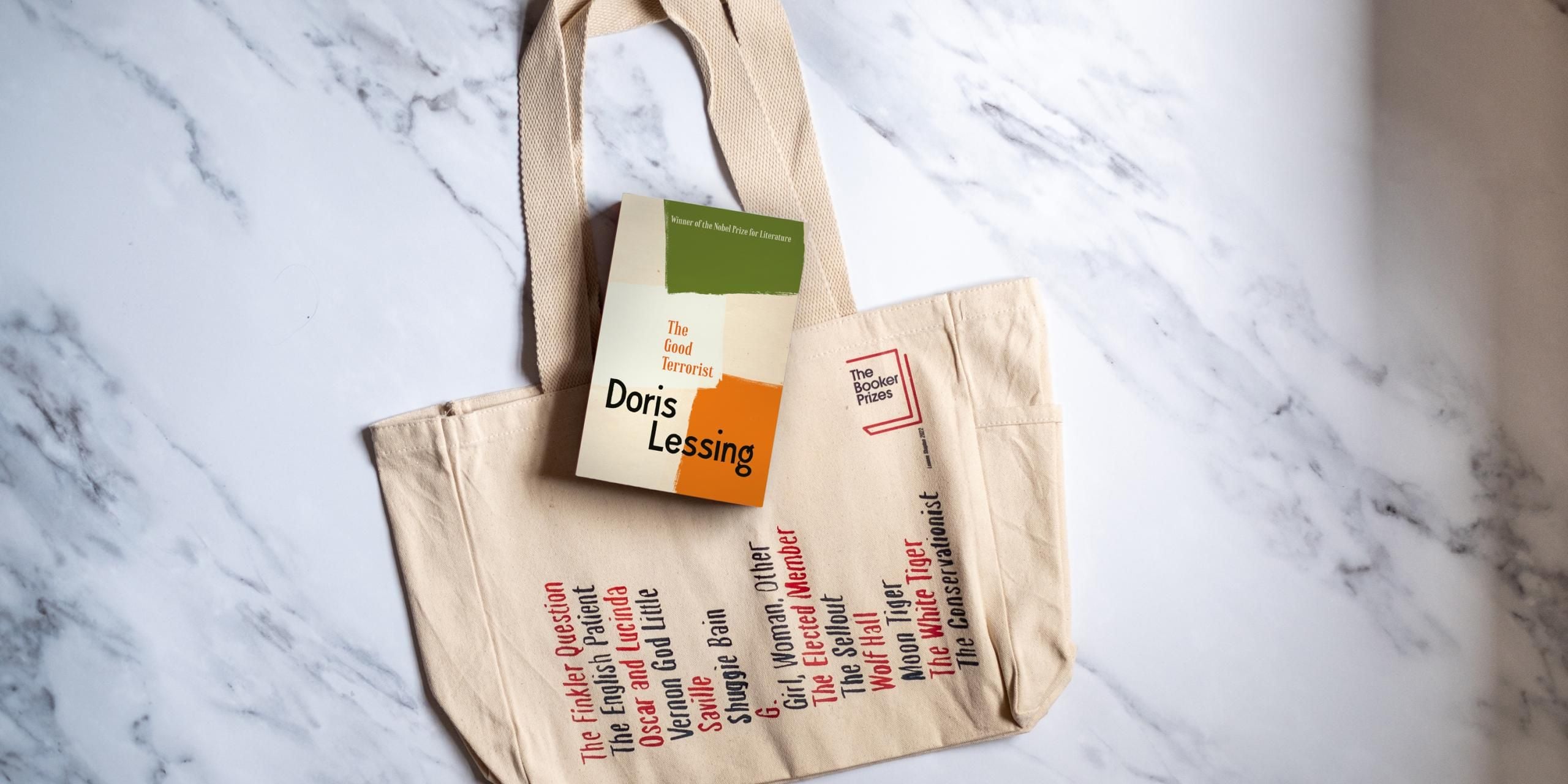 The Good Terrorist by Doris Lessing and Booker Prize tote bag