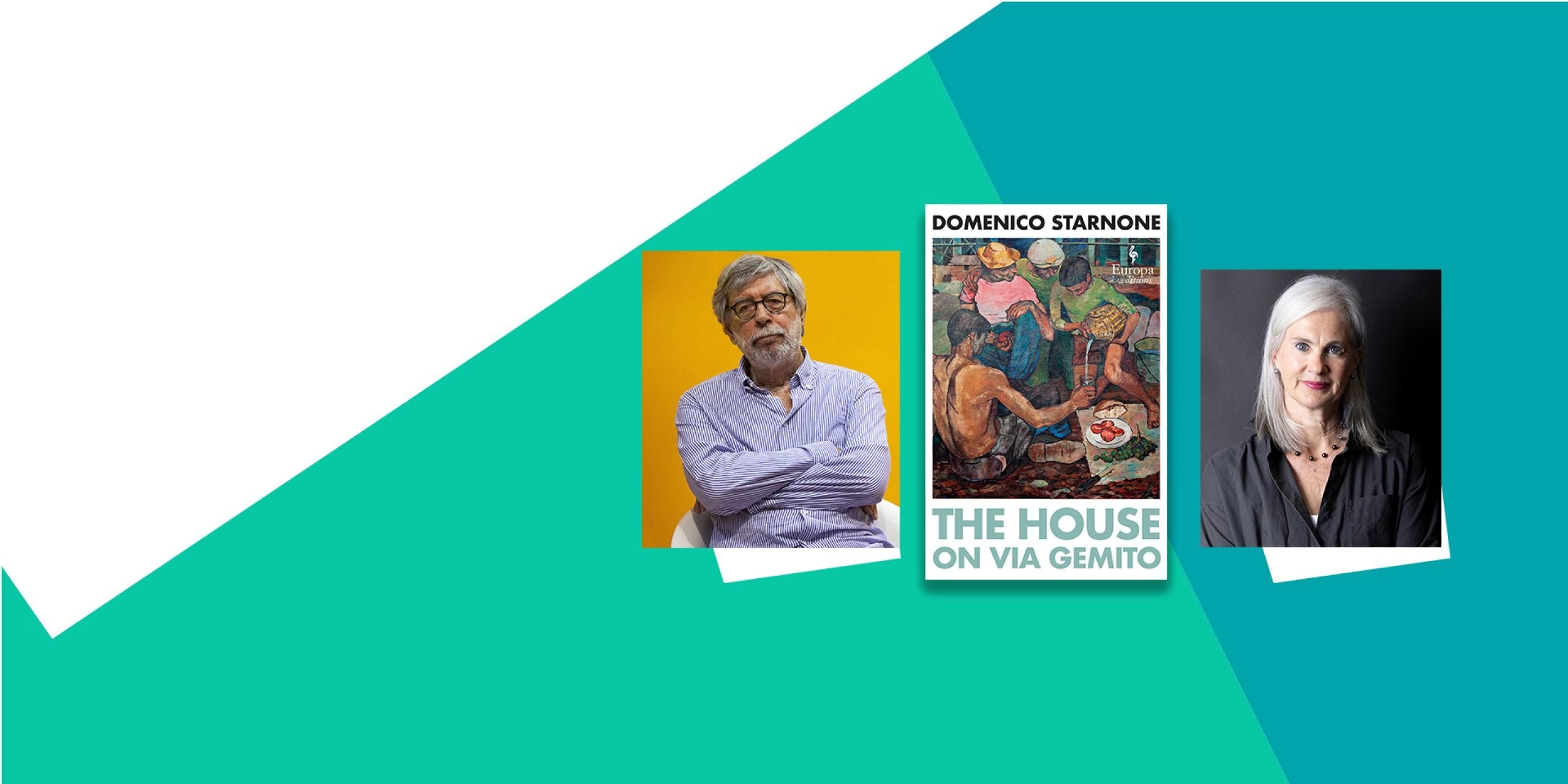 Front cover of The House on Via Gemito with images of the author and translator.