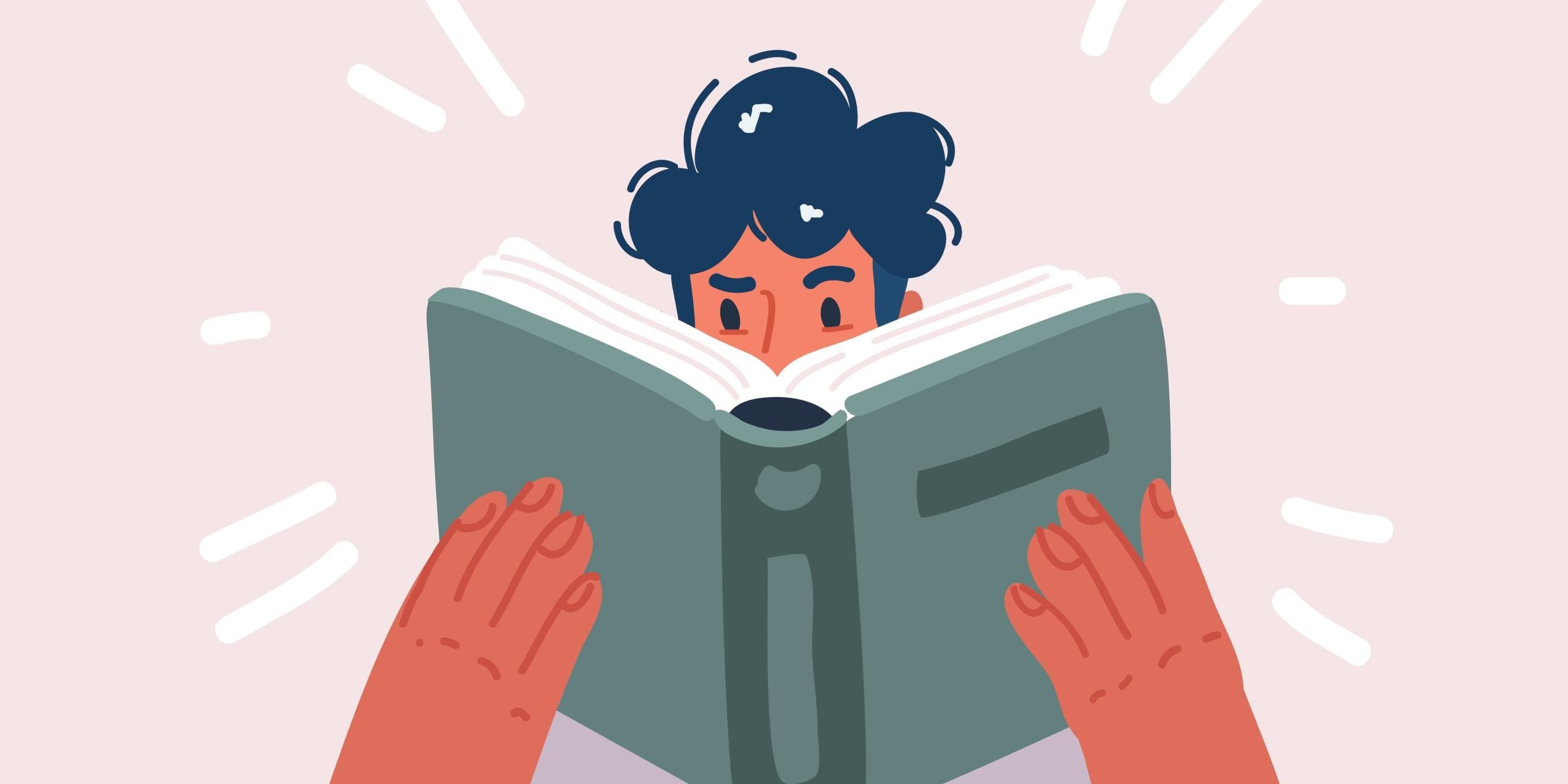 Illustration of Person reading book.