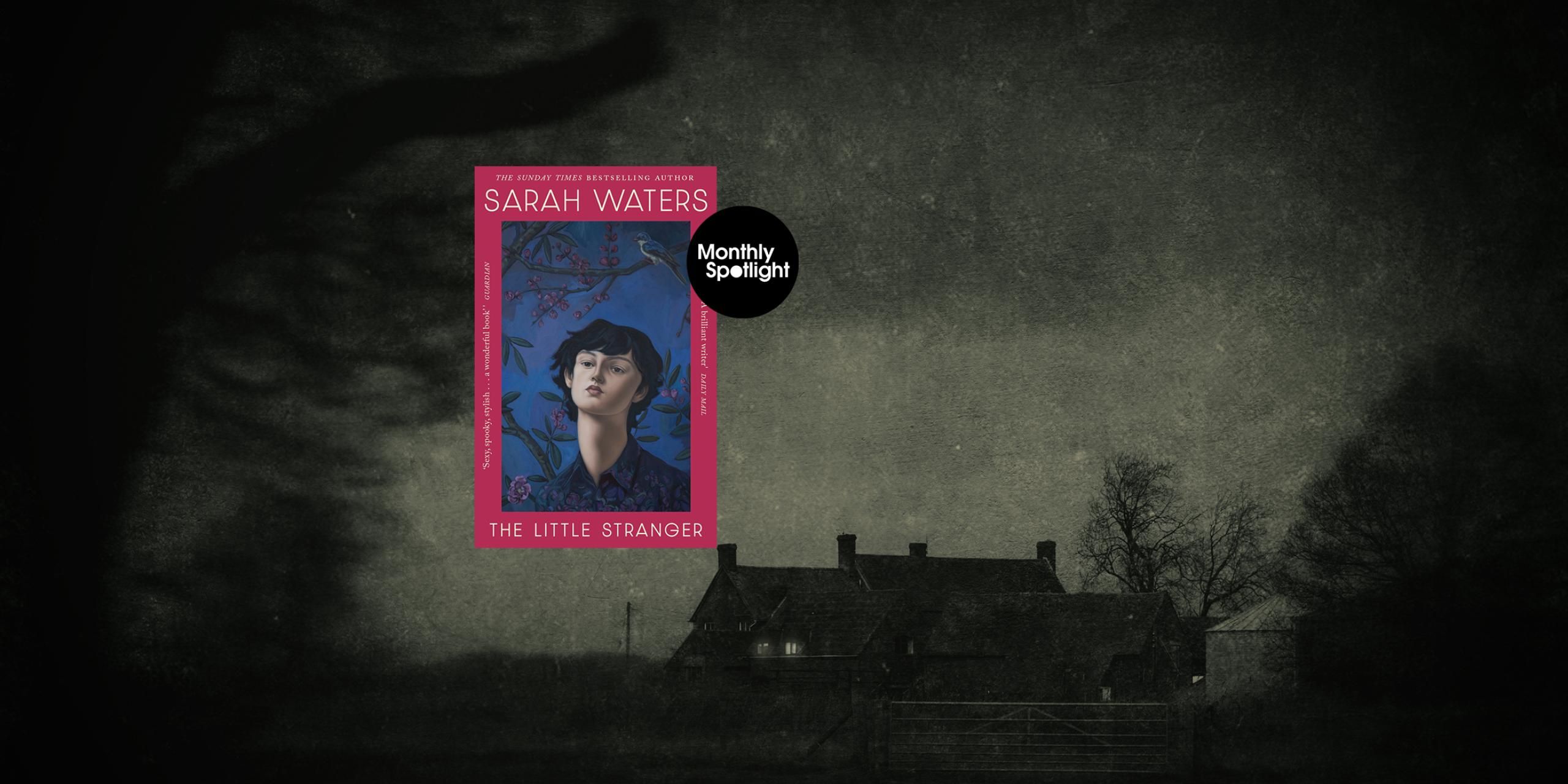 Haunted house with The Little Stranger book overlay.