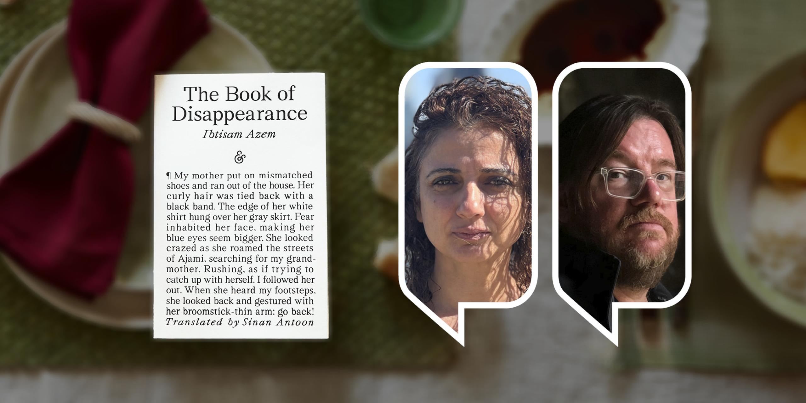 Image of The Book of Disappearance book cover, author and translator