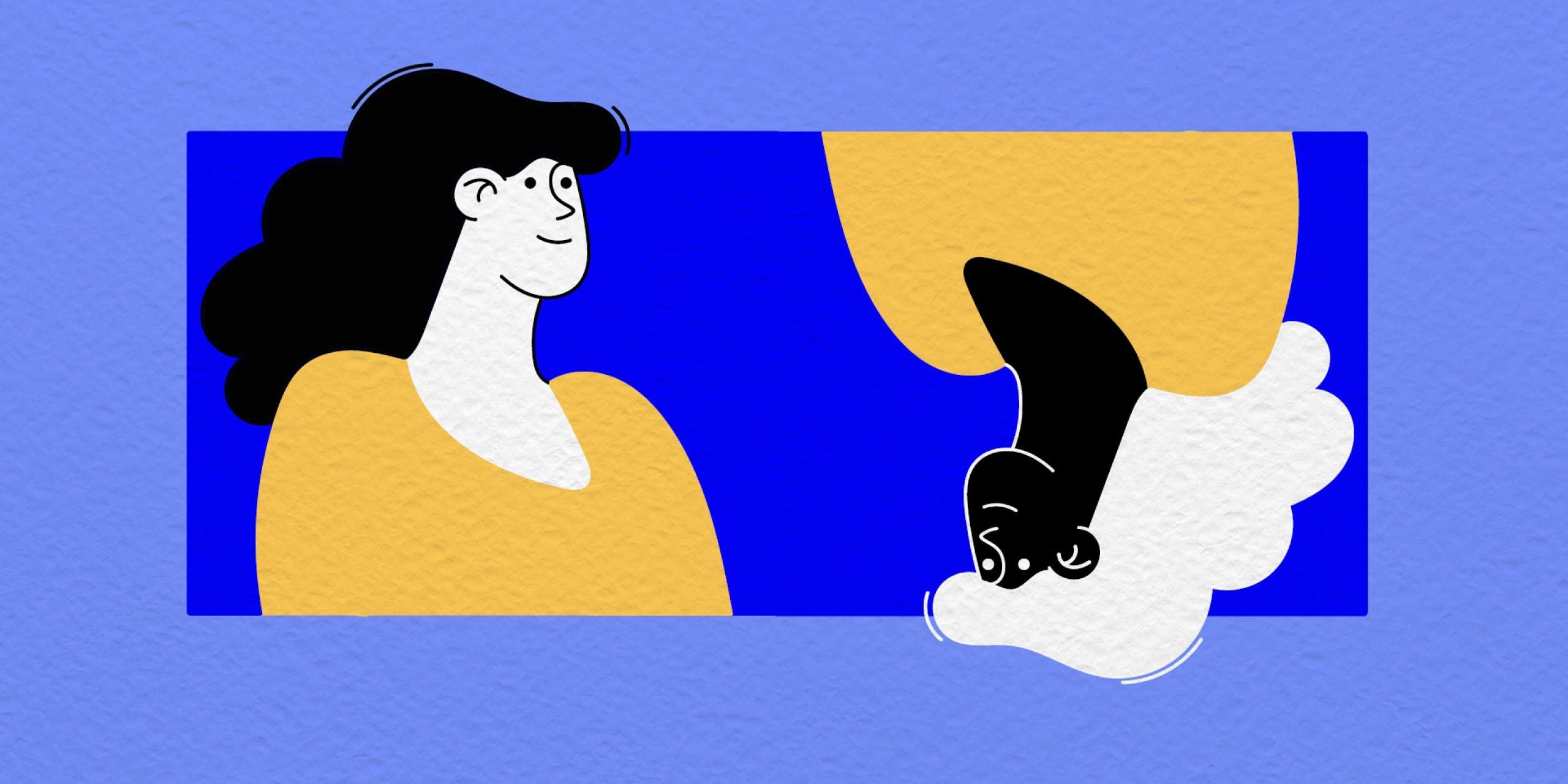 Image of two people, one is upside down