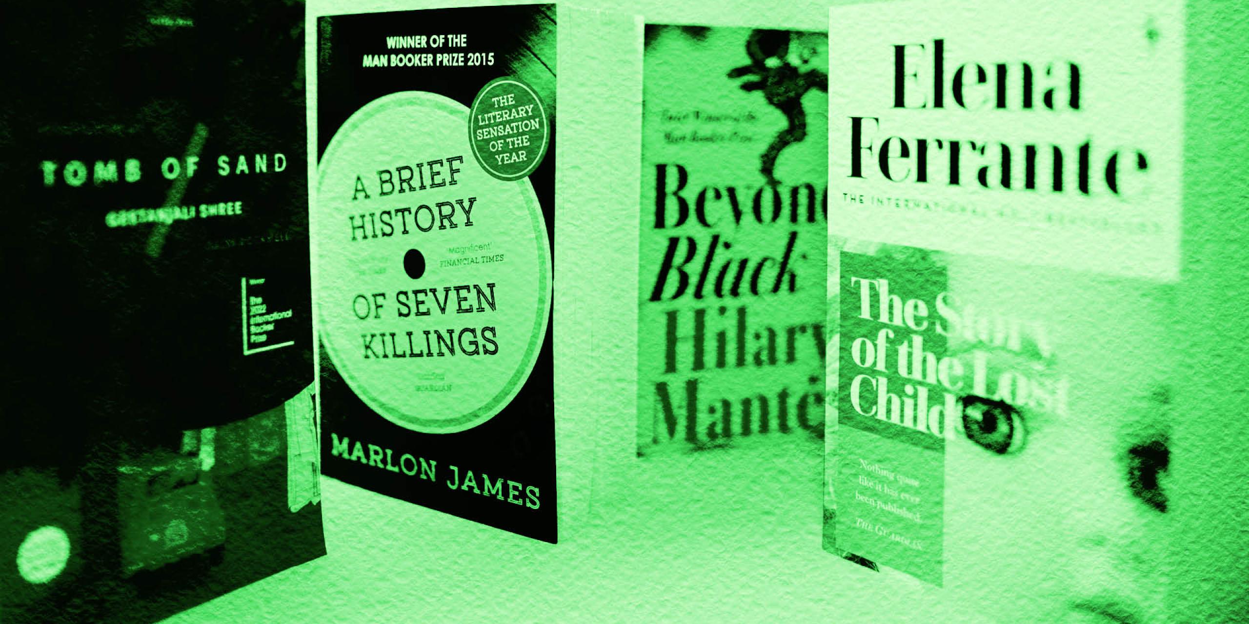 Tomb of Sand, A Brief History of Seven Killings, Beyond Black and The Story of the Lost Child book covers