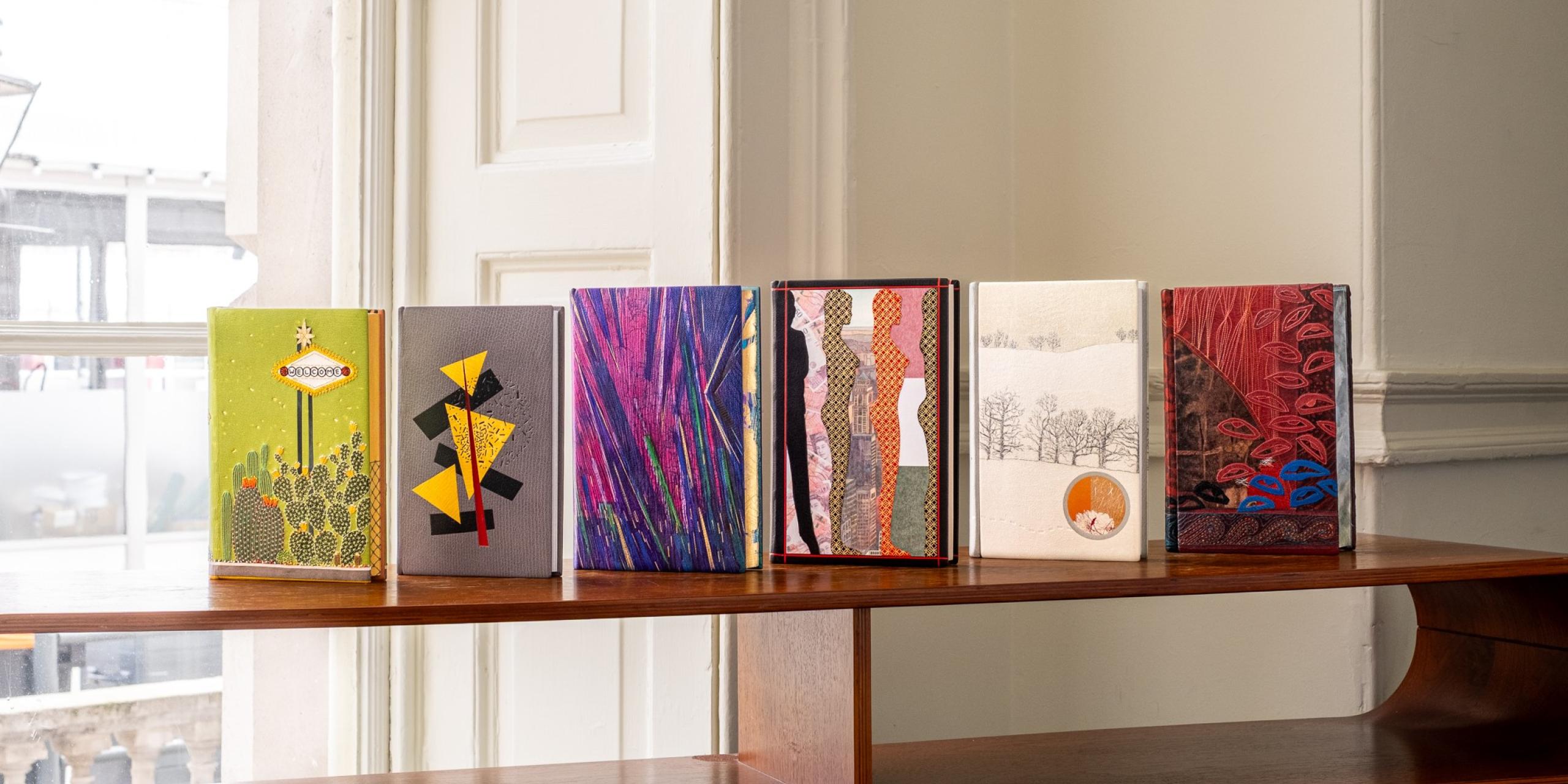 The full set of hand-bound editions of the Booker Prize 2025 shortlisted books