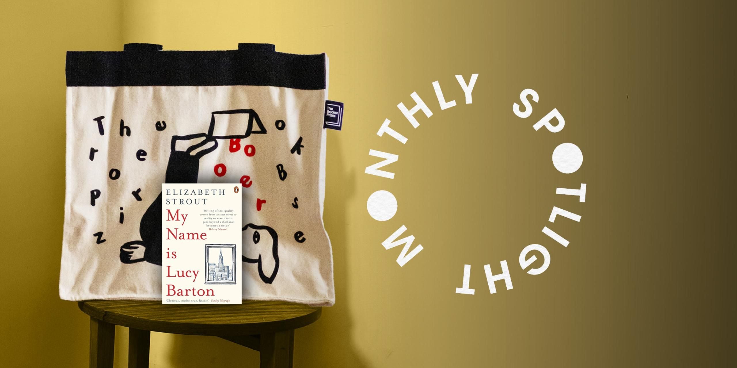 My Name is Lucy Barton book cover in front of a Booker Prize tote bag