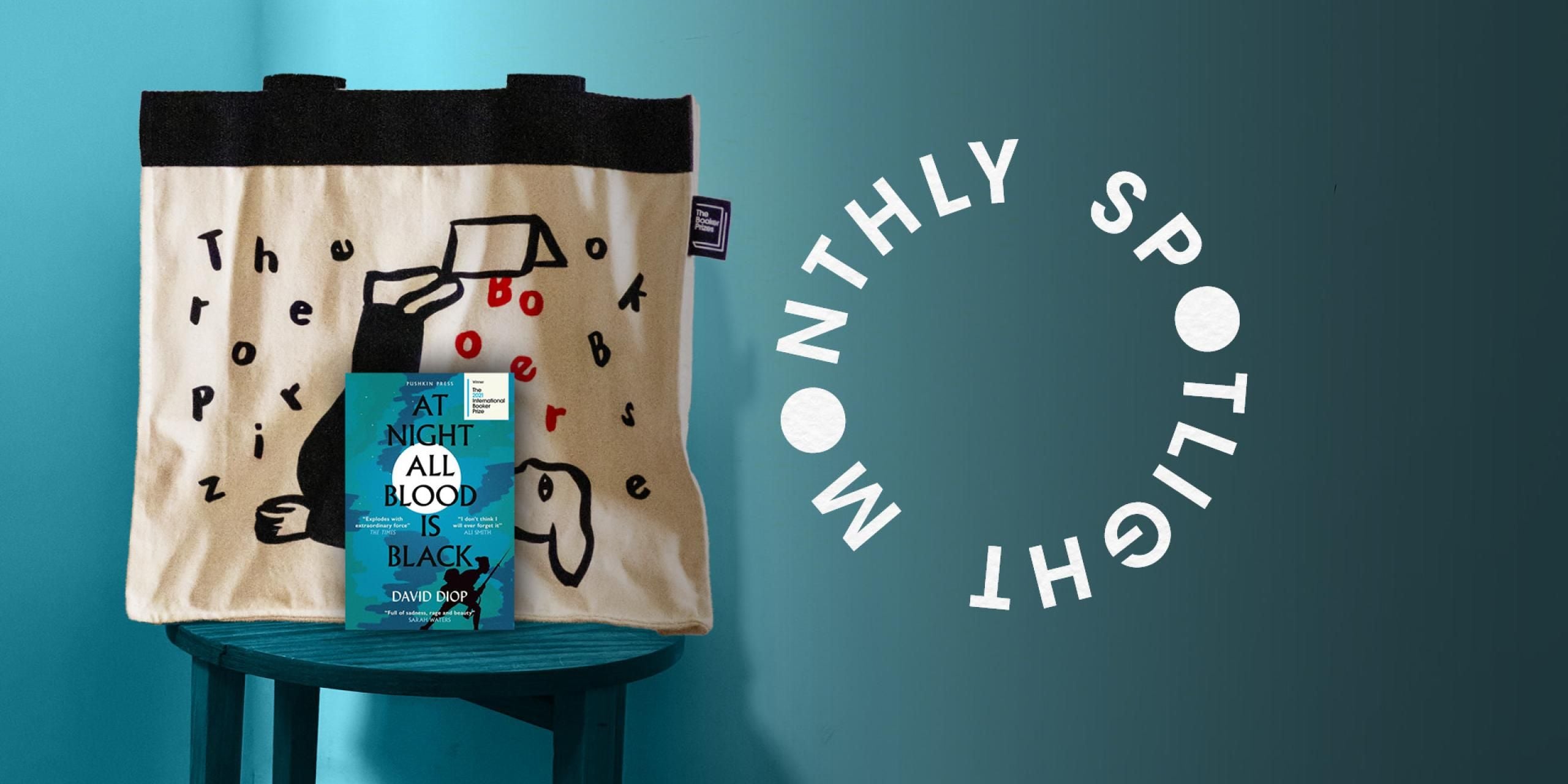 Booker Prize tote bag and At Night All Blood is Black book cover