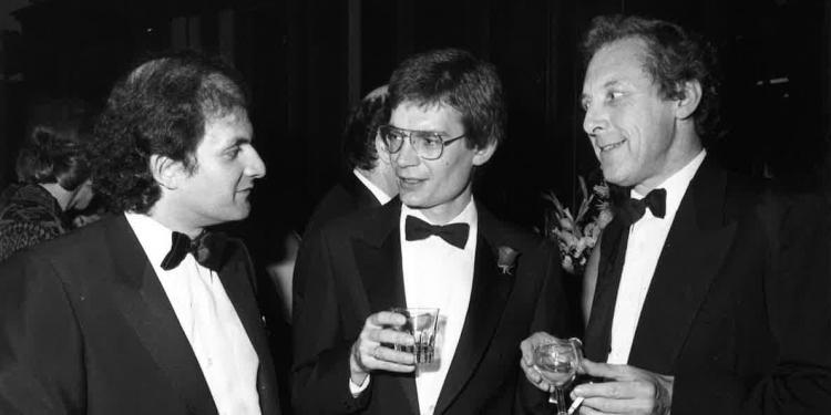 Salman Rushdie in conversation at the 1981 Booker Prize ceremony
