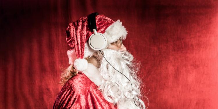 Santa with headphones