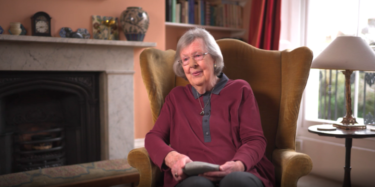 Penelope Lively at home, February 2023