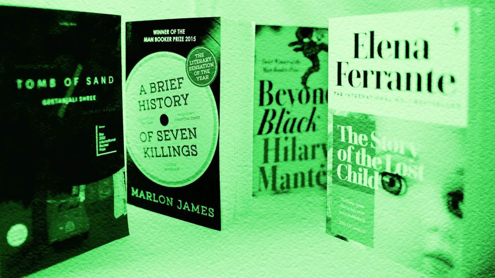Tomb of Sand, A Brief History of Seven Killings, Beyond Black and The Story of the Lost Child book covers