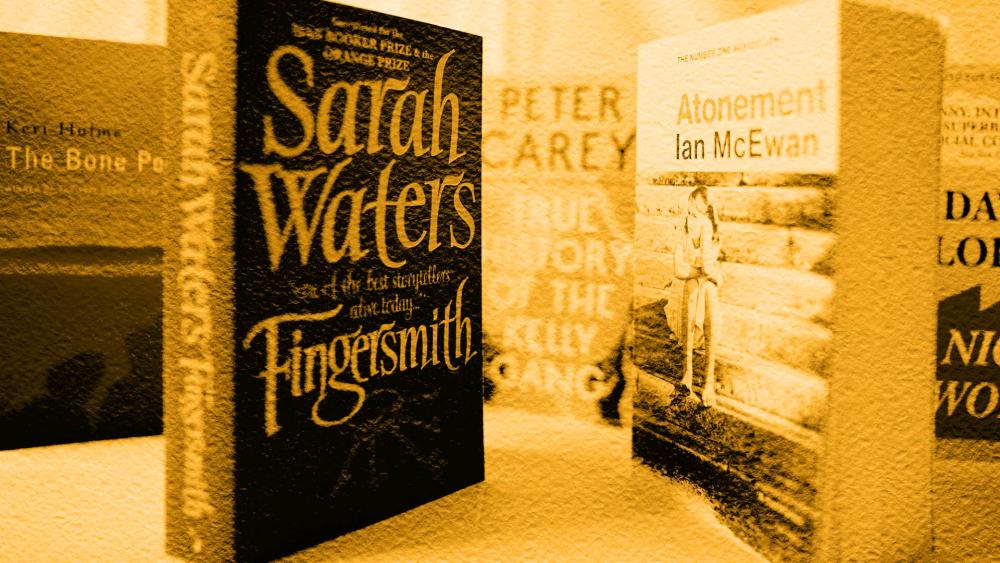 Fingersmith by Sarah Waters and Atonement by Ian McEwan book covers